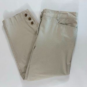 Counterparts Womens Capri Pants Sz 10 Tan Mid Rise Straight Leg Button Elastic